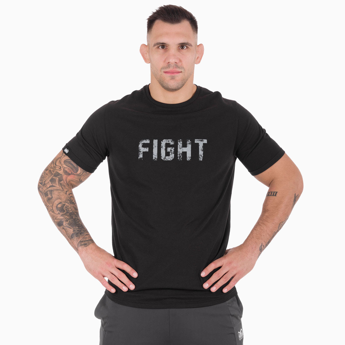 Férfi edző póló - FIGHT - Fekete